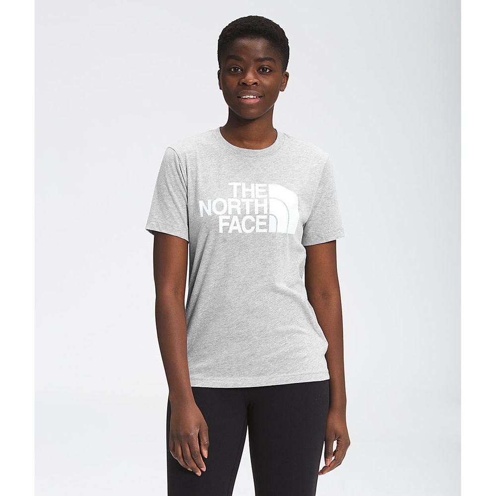 The North Face T-Shirts Womens Australia - The North Face Short Sleeve Half Dome Cotton Light Grey (